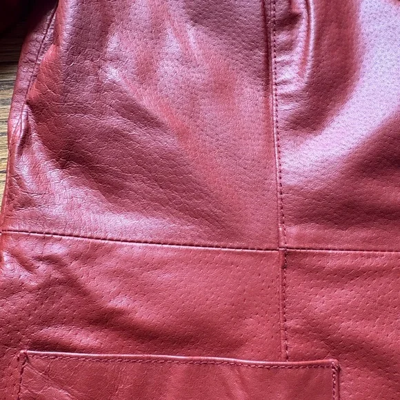 Newport News Red Leather Blazer/Jacket Size 8 - Picture 11 of 11